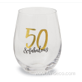 custom etched logo tumbler glasses/clear stemless wine glass